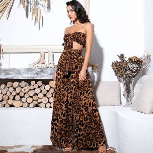 Ensemble top et pantalon à imprimé léopard - SHEIN - Modalova
