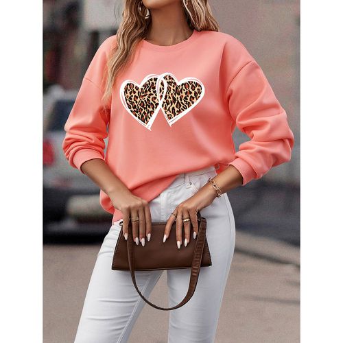 Sweat-shirt à motif cœur et léopard - SHEIN - Modalova