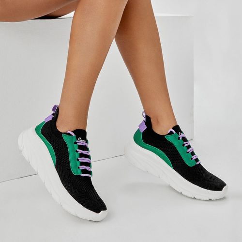 Chaussures de course côtelé à blocs de couleurs - SHEIN - Modalova