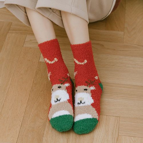 Chaussettes duveteuses à motif renne Noël - SHEIN - Modalova
