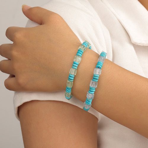 Pièces Bracelet perlé turquoise & à détail cube - SHEIN - Modalova