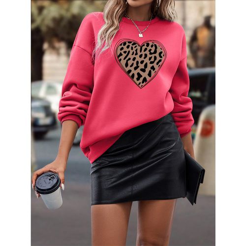 Sweat-shirt à motif cœur et léopard - SHEIN - Modalova
