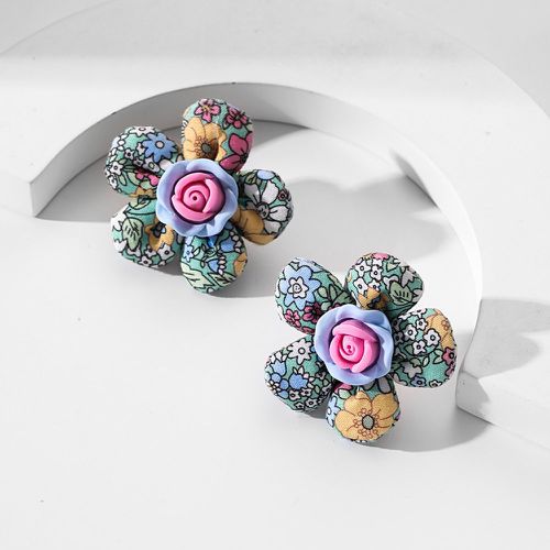 Clous d'oreilles de couleur aléatoire à design fleur - SHEIN - Modalova