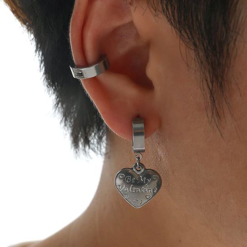 Pièce minimaliste Clip d'oreille & 1 pièce cœur Pendant d'oreille - SHEIN - Modalova