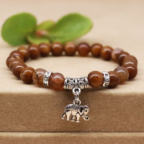 Bracelet perlé à breloque d'éléphant - SHEIN - Modalova