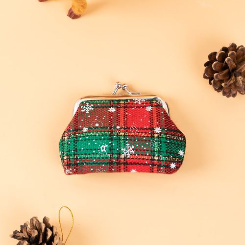 Porte-monnaie Noël à carreaux & à motif flocon de neige serrure en tweed - SHEIN - Modalova