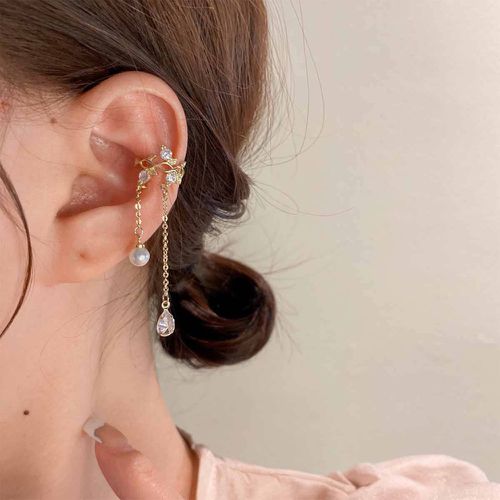 Pièce Clip d'oreille à strass à fausses perles - SHEIN - Modalova