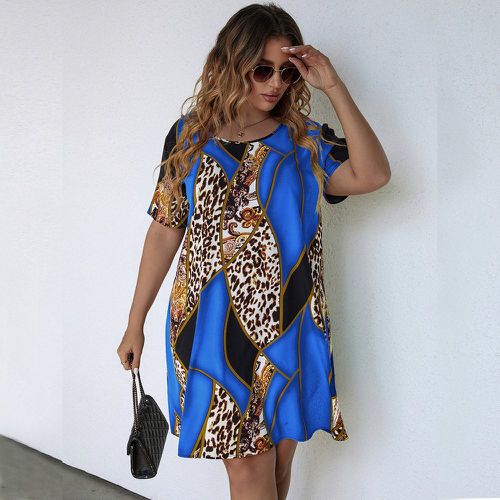 Robe tunique à léopard à blocs de couleurs - SHEIN - Modalova