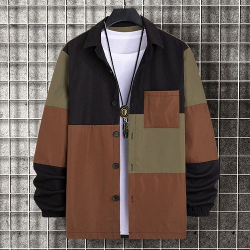 Manteau à blocs de couleurs patch à poche (sans t-shirt) - SHEIN - Modalova