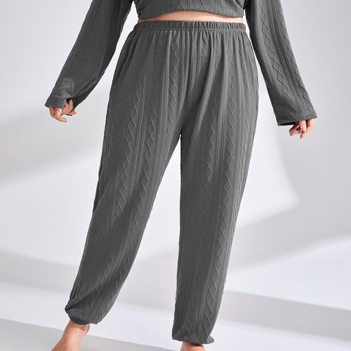 Pantalon à domicile texturé taille élastique - SHEIN - Modalova