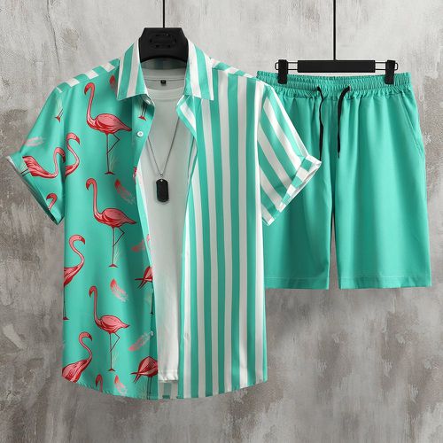 Chemise à rayures à imprimé flamant & Short à cordon(sans t-shirt) - SHEIN - Modalova