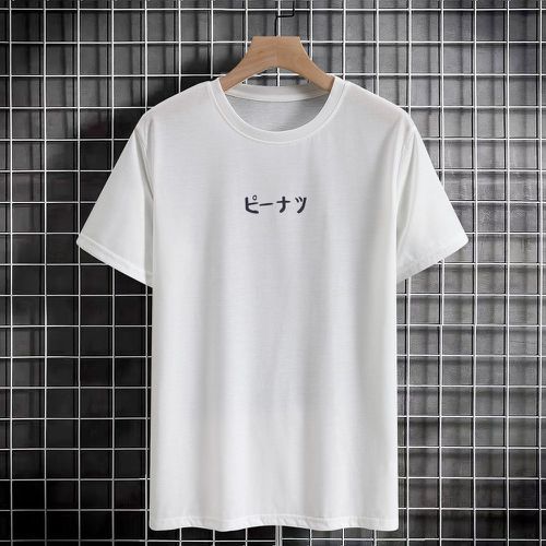 T-shirt à motif feuille et lettre japonaise - SHEIN - Modalova