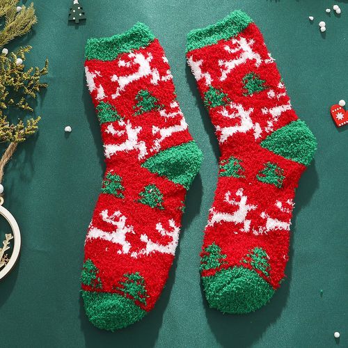Chaussettes à motif renne Noël duveteux - SHEIN - Modalova