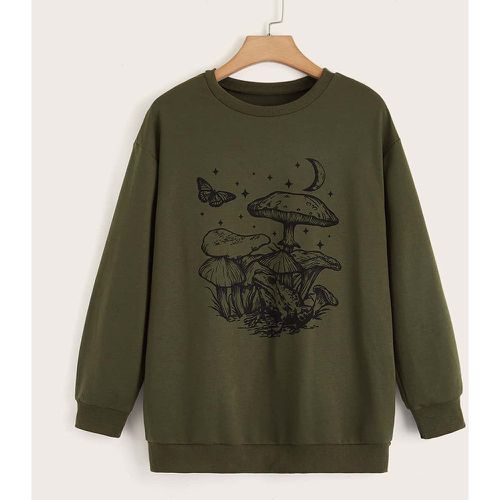 Sweat-shirt champignon et à imprimé papillon - SHEIN - Modalova