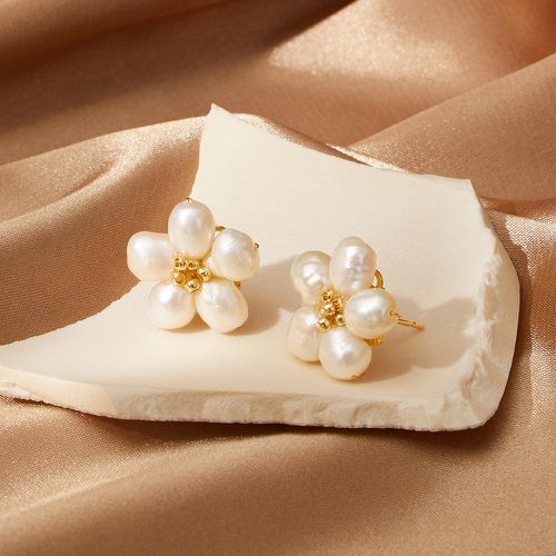 Clous d'oreilles perle de culture design fleur - SHEIN - Modalova