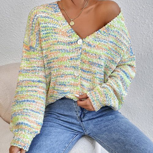 Cardigan chiné en tricot à plumetis - SHEIN - Modalova