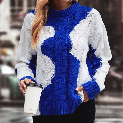 Pull bicolore en tricot torsadé - SHEIN - Modalova