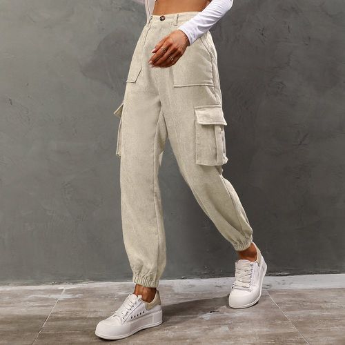 Pantalon cargo poche à rabat en velours côtelé - SHEIN - Modalova