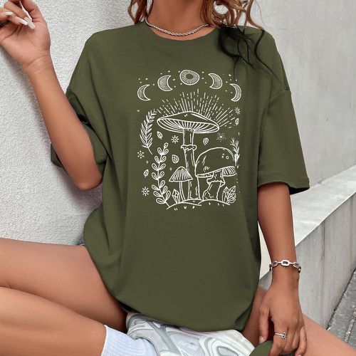 T-shirt champignon & à imprimé lune - SHEIN - Modalova