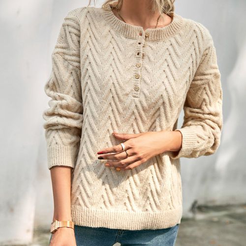 Pull à bouton texturé en tricot - SHEIN - Modalova