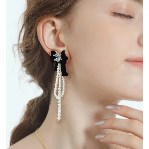 Boucles d'oreilles zircone cubique à fausse perle - SHEIN - Modalova