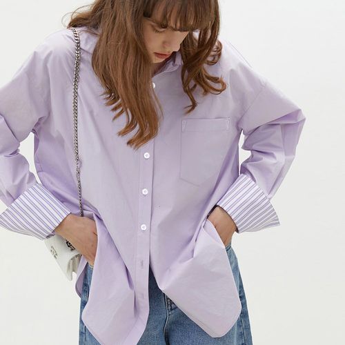 Chemise à rayures patch à poche - SHEIN - Modalova