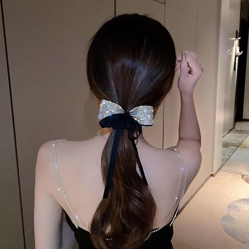Élastique avec foulard pour cheveux à strass & à nœud papillon - SHEIN - Modalova