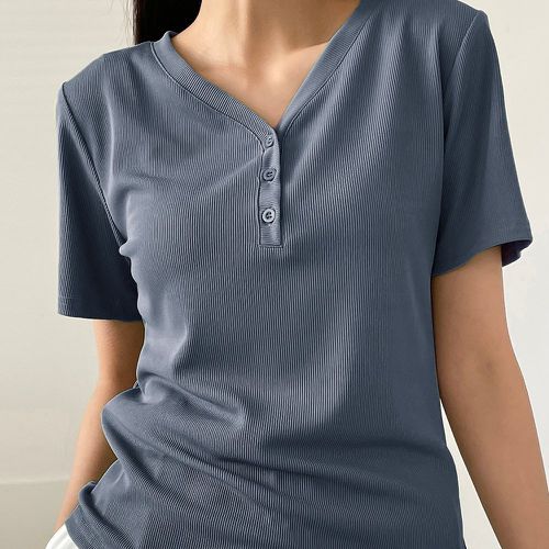 T-shirt côtelé à bouton - SHEIN - Modalova
