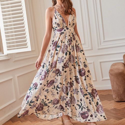 Robe longue décolletée dos-nu fleurie - SHEIN - Modalova