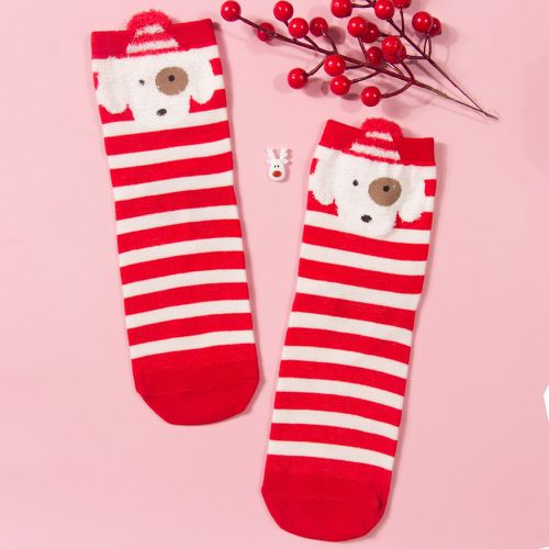 Chaussettes Noël à rayures & à motif chien dessin animé - SHEIN - Modalova