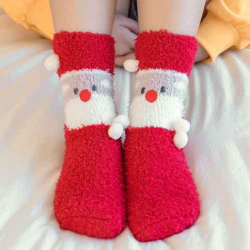 Chaussettes duveteuses à imprimé père Noël - SHEIN - Modalova