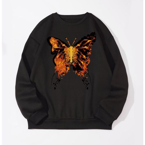 Sweat-shirt thermique à imprimé flamme et papillon - SHEIN - Modalova