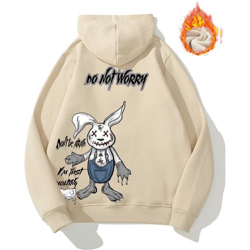 Sweat-shirt à capuche thermique slogan et dessin animé à poche kangourou à cordon - SHEIN - Modalova