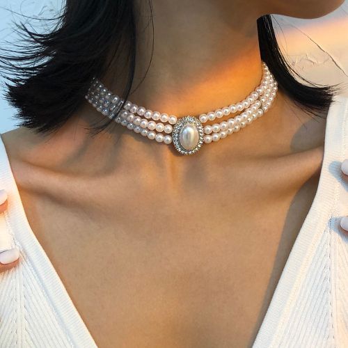 Collier avec strass avec fausses perles - SHEIN - Modalova