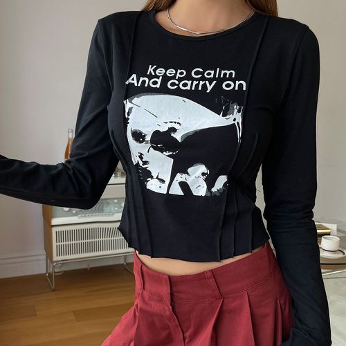 T-shirt graphique de slogan à couture - SHEIN - Modalova