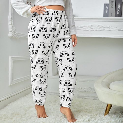 Pantalon à domicile à motif panda flanelle - SHEIN - Modalova