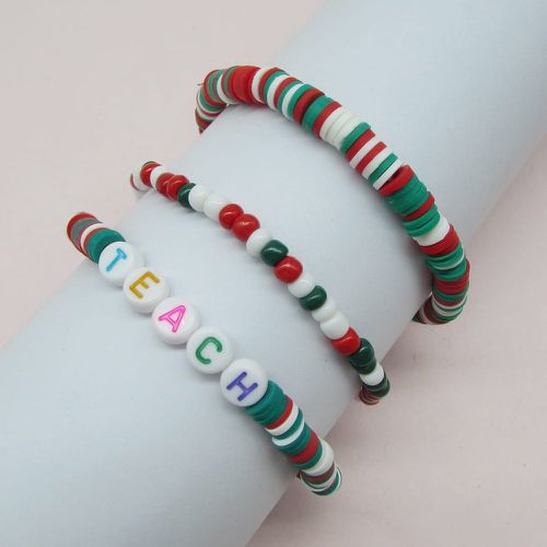 Pièces Bracelet perlé à blocs de couleurs à lettres - SHEIN - Modalova