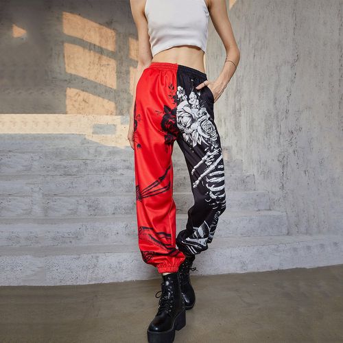 Pantalon à imprimé squelette bicolore - SHEIN - Modalova