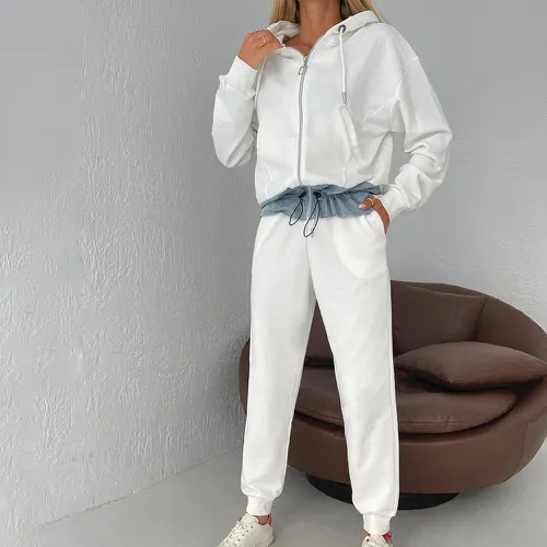 Pantalon de survêtement & sweat-shirt à capuche à cordon - SHEIN - Modalova