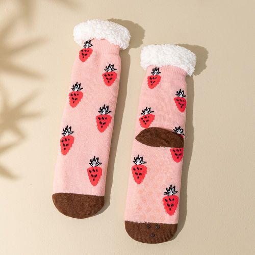 Chaussettes à motif fraise duveteux - SHEIN - Modalova