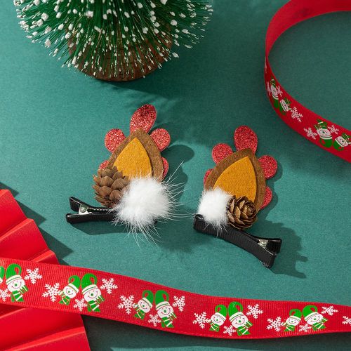 Pièces Épingle à cheveux Noël pompon & pomme de pin - SHEIN - Modalova