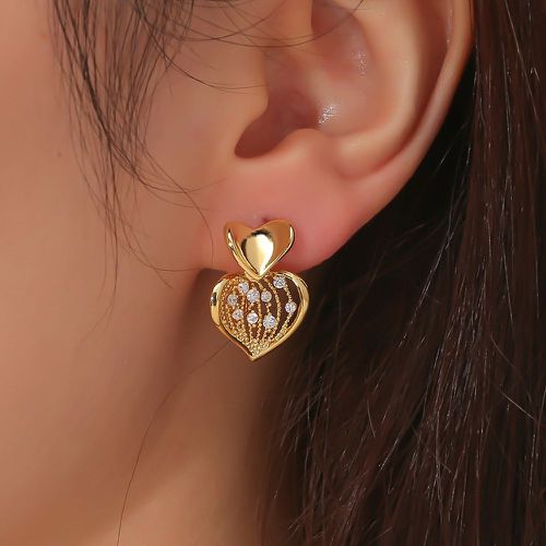 Clips d'oreilles à strass à détail cœur - SHEIN - Modalova