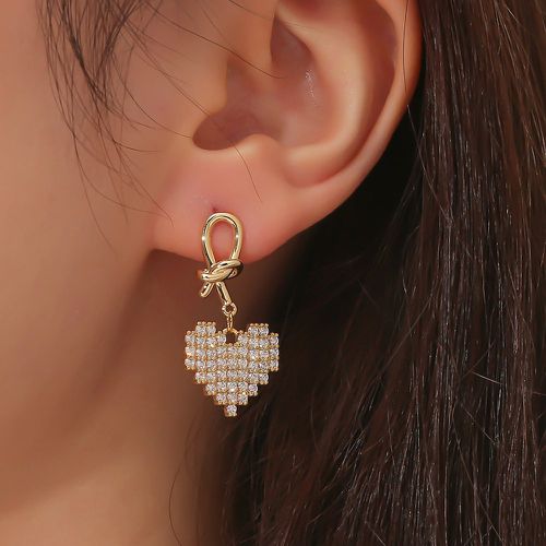 Clips d'oreilles à strass à détail cœur - SHEIN - Modalova