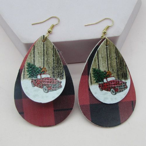 Boucles d'oreilles à design goutte d'eau Noël voiture motif - SHEIN - Modalova