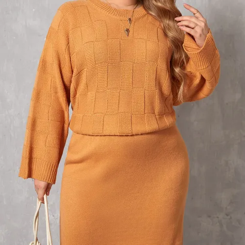 Pull en tricot texturé & Jupe en tricot - SHEIN - Modalova