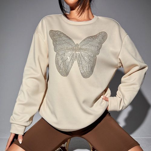 Sweat-shirt à strass à motif papillon - SHEIN - Modalova