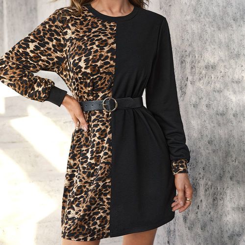 Robe sweat-shirt à léopard (sans ceinture) - SHEIN - Modalova