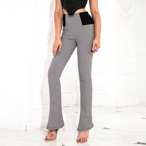Pantalon à blocs de couleurs à carreaux taille haute - SHEIN - Modalova
