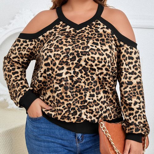 Sweat-shirt léopard à épaules dénudées - SHEIN - Modalova