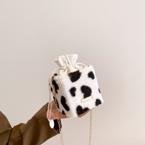 Sac boîte mini à motif de vache design cordon chaîne flanelle - SHEIN - Modalova
